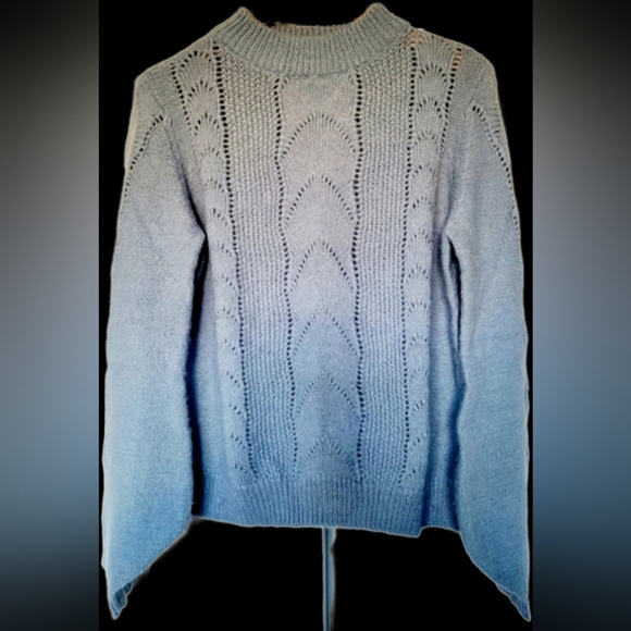 H&M Women's Sweater Knitted Balloon Sleeve Wool/Mohair Blend Blue Medium - Picture 16 of 16